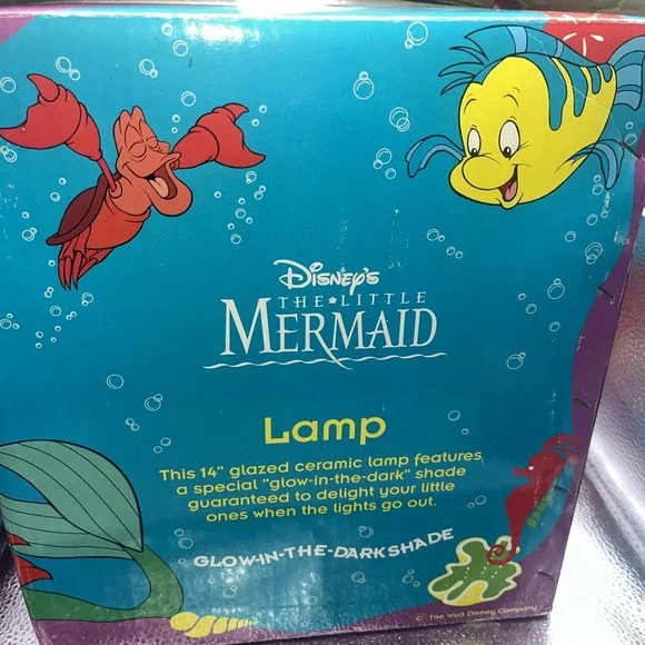 Little Mermaid Lamp With Glow in the Dark Shade, Violet Base - Rare Vintage - Picture 6 of 16